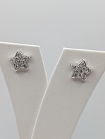  900 PLATINUM ~.36 TOTAL CARAT WT. ROUND DIAMOND 3/8" STAR STUD EARRINGS