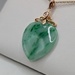  14KT YELLOW GOLD GREEN JADE 1 1/2" HEART PENDANT