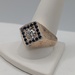 Size 11 14kt Yellow Gold ~.70 Carat Diamond With Sapphire Halo Geometric Ring 