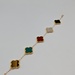  18KT YELLOW GOLD MULTI-STONE ACCENT 7" CLOVER AND CABLE LINK BRACELET