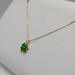  14KT YELLOW GOLD GREEN LACQUER 1/8" CLOVER PENDANT ON 18" CHAIN NECKLACE
