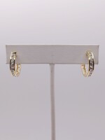  18KT YELLOW GOLD ~.50 TOTAL CARAT WT. ROUND DIAMOND 3/4" HOOP EARRINGS