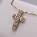  18KT YELLOW GOLD ~1 TOTAL CARAT WT. BAGUETTE AND ROUND DIAMOND 1" CROSS PENDANT
