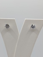  14KT WHITE GOLD ~.80 TOTAL CARAT WT. ROUND BRILLIANT CUT DIAMOND STUD EARRINGS