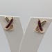  14KT YELLOW GOLD ~.40 TOTAL GEM WT. RUBY AND DIAMOND X STYLE 1/2" EARRINGS