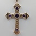  10KT YELLOW GOLD ~4.7 TOTAL CARAT WT. AMETHYST ACCENT 2 5/8" CROSS PENDANT