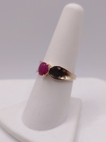  SIZE 7.5 14KT YELLOW GOLD ~.33 CARAT OVAL RUBY SOLITAIRE RING