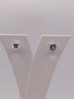  14KT WHITE GOLD 1 CARAT CUSHION CUT AQUAMARINE SOLITAIRE STUD EARRINGS