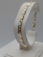  14KT TRI COLOR GOLD 8" VALENTINO LINK BRACELET