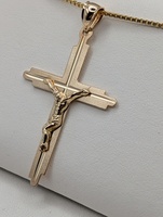  14KT YELLOW GOLD 1 3/4" RELIGIOUS CROSS PENDANT
