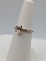  SIZE 6 18KT YELLOW GOLD 1.04 EMERALD CUT DIAMOND WITH ACCENTS RING