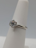  SIZE 6 14KT WHITE GOLD ~.75 CARAT ROUND BRILLIANT CUT DIAMOND SOLITAIRE RING