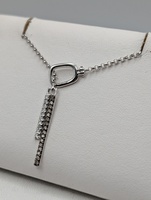  14KT WHITE GOLD ~.25 TOTAL CARAT WT. DIAMOND PENDANT ON 23" ROLO CHAIN NECKLACE