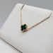 18KT YELLOW GOLD MALACHITE 3/8" CLOVER PENDANT ON 17 1/2" CABLE CHAIN NECKLACE