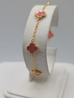 18kt Yellow Gold 9.4mm  Jasper Clover 7 1/2" Adjustable Link Bracelet