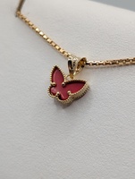 18kt Yellow Gold 3/8" Cinnabar Butterfly Pendant