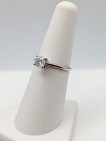  SIZE 6 14KT WHITE GOLD ~.50 CARAT ROUND BRILLIANT CUT DIAMOND SOLITAIRE RING