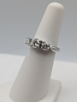  SIZE 5.5 950 PLATINUM ~1.32 TOTAL CARAT WT. ROUND BRILLIANT CUT 3-DIAMOND RING