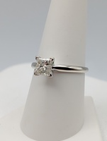  SIZE 8 14KT WHITE GOLD ~1.1 CARAT PRINCESS CUT DIAMOND SOLITAIRE RING