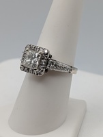  SZ 7.5 14KT WHITE GOLD ~2.4 TOT. CARAT WT. PRINCESS CUT DIAMOND W/ ACCENTS RING