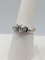  SIZE 7.5 14KT WHITE GOLD ~1.5 CARAT ROUND DIAMOND WITH ACCENTS RING