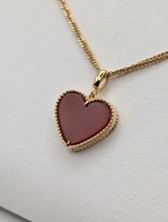 18KT YELLOW GOLD 1/2" CARNELIAN HEART PENDANT