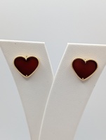  18KT YELLOW GOLD CARNELIAN HEART 1/2" STUD EARRINGS