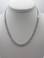  18KT WHITE GOLD ~5 TOTAL CARAT WT. DIAMOND CLUSTER FLOWER LINK 16 1/2" NECKLACE