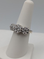  SIZE 7 18KT WHITE GOLD ~1.50 TOTAL CARAT WT. DIAMOND FLORAL CLUSTER BAND RING