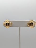  18KT YELLOW GOLD CHUNKY RIBBED CRISSCROSS 3/4" STUD EARRINGS