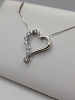 14KT WHITE GOLD ~.85 TOTAL CARAT WEIGHT DIAMOND ACCENT 1" HEART SLIDER PENDANT