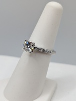  SIZE 6 18KT WHITE GOLD 1 CARAT LAB GROWN DIAMOND WITH ACCENTS RING