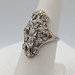  SIZE 7 14KT WHITE GOLD ~1 TOTAL CARAT WT. OLD MINE CUT DIAMOND SHIELD RING