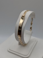  14KT YELLOW GOLD 8" FIGARO LINK BLANK ID BRACELET