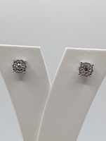 14KT WHITE GOLD ~.50 TOTAL CARAT WT. ROUND DIAMOND CLUSTER STUD EARRINGS