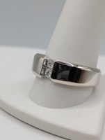  SIZE 12 14KT WHITE GOLD ~.16 TOTAL CARAT WT. 2-DIAMOND ACCENT 7.8mm BAND RING