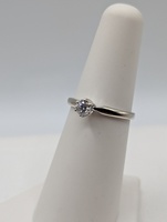  SIZE 5.5 14KT WHITE GOLD ~.15 CARAT ROUND BRILLIANT CUT DIAMOND SOLITAIRE RING