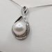  14KT WHITE GOLD ~11mm WHITE PEARL WITH DIAMOND ACCENTS 1 1/8" PENDANT