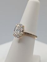 SIZE 7 14KT YELLOW GOLD LAB GROWN 3 CARAT OVAL DIAMOND ACCENTED RING