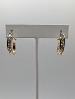  14KT YELLOW GOLD ~.70 TOTAL CARAT WT. ROUND DIAMOND 1" OVAL HOOP EARRINGS