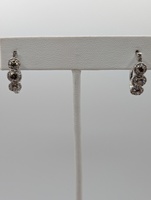  14KT WHITE GOLD ~1 TOTAL CARAT WT. BROWN AND WHITE DIAMOND CLUSTER 3/4" HOOPS