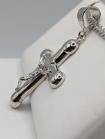  10KT WHITE GOLD 2" RELIGIOUS CROSS PENDANT