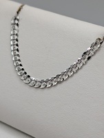  14KT WHITE GOLD 22" DIAMOND CUT CURB LINK CHAIN
