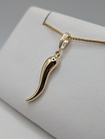  14KT YELLOW GOLD 1 1/4" ITALIAN HORN PENDANT