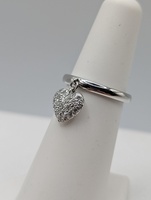  SIZE 5 950 PLATINUM TIFFANY & CO. ~.12 TOTAL CARAT WT. DIAMOND HEART CHARM RING