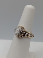 SZ 7 14kt Yellow Gold~1.2ct Oval Cut Diamond Solitaire Ring w/ Arch Style Guard