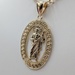 14KT YELLOW GOLD 2" OVAL FIGURAL RELIGIOUS MEDAL PENDANT