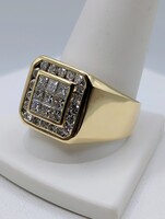  SIZE 12 18KT YELLOW GOLD ~2.5 TOTAL CARAT WT. SQUARE AND ROUND DIAMOND RING