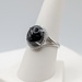  SIZE 8 18KT WHITE GOLD ~5 CARAT OBSIDIAN CABOCHON WITH DIAMOND HALO RING