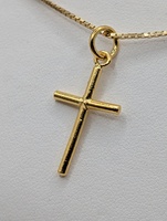  24KT YELLOW GOLD 7/8" CROSS PENDANT